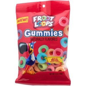 (1) 7 oz bag Froot Loop Gummies Naturally Flavored Made with Real Fruit Juice, 7 servings per container