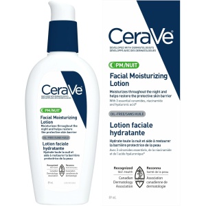 CeraVe Facial Moisturizing Lotion Pm | Ultra Lightweight, Night Face Moisturizer With Hyaluronic Acid | Fragrance Free, 89 Milliliters (1 Pack)
