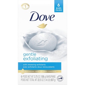 Dove Beauty Bar more moisturizing than bar soap Gentle Exfoliating for softer and smoother skin 106 g 6 bars