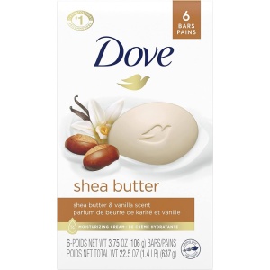 Dove Beauty Bar more moisturizing than bar soap Shea Butter for soft and pampered skin 106 g 6 count