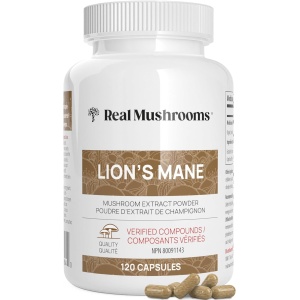 Real Mushrooms Lion’s Mane Capsules - Organic Lions Mane Mushroom Extract With Immunomodulating Properties & Antioxidants - Vegan Brain Mushroom Supplement, 120 Capsules