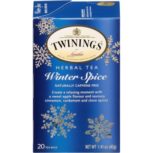 Twinings Winter Spice Herbal Tea, 20 Count Pack of 6, Individually Wrapped, Camomile, Apple, Cinnamon & Clove, Caffeine Free