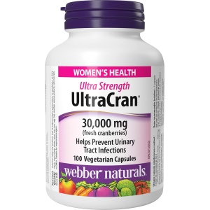 Webber Naturals UltraCran Ultra Strength Cranberry 30,000 mg, 100 Capsules, Helps Prevent Urinary Tract Infections, Vegan