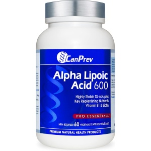 CanPrev - Alpha Lipoic Acid 600mg, 60 v-caps - Antioxidant, Cardiovascular, Daily Detox & Blood Sugar Support Supplement - Replenishing Nutrients B1, Biotin & R Alpha Lipoic Acid 600mg for Neuropathy