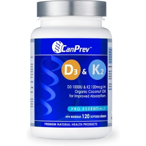 CanPrev D3 & K2 | 120 Softgels | Organic Coconut Oil l Helps Build And Maintain Bone Health l With Vitamin D3 & K2