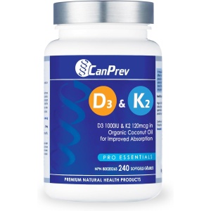 CanPrev D3 & K2 | Organic Coconut Oil | 240 Softgels Helps Build And Maintain Bone Health with Vitamin D3 K2 Vitamin Supplement