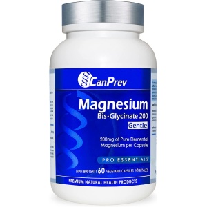 CanPrev - Magnesium Biglycinate Chelated 200 mg Gentle 60 Caps - Muscle Health, Bone Health and Cramp Relief - Magnesium for Sleep and Anxiety - 3rd Party Tested - Formulated & Made in Canada