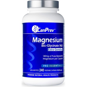 CanPrev Magnesium Bis-Glycinate 140 Extra Gentle | 240 capsules l Supports Energy Production l Strong Bones, Teeth, And Muscles