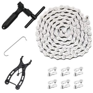 Bike Chain Kit, 6 by 7 by 8 Speed Multi-Function Bike Mechanic Repair Kit, Chain Breaker and Bike Link Plier with Hook and 6 Pairs Bicycle Buckle, Reusable