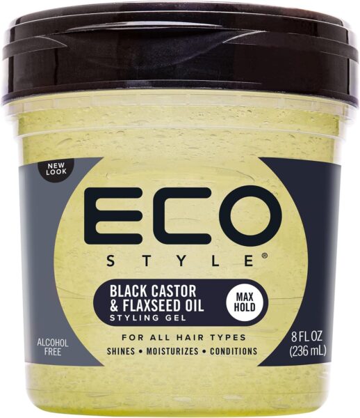 Eco Style Gel Black Castor and Flaxseed Oil, 8 Ounce