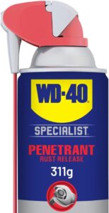 WD-40 Specialist Penetrant with Permanent Straw 311g Fast Acting to Free corroded Nuts and Bolts Safe on Metal, Rubber and Plastic.