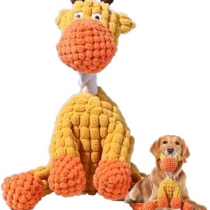 2026 New Dog Toys, Indestructible Plush Dog Toy for Aggressive Chewers, Interactive Squeaky Soft Puppy Chew Toy, Durable Teething Toys for Small Medium Large Dogs (Orange)