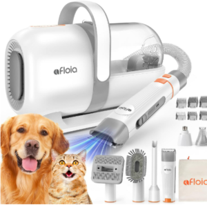 Afloia 6-in-1 Dog Grooming Vacuum Kit, Pet Clipper & Nail Grinder, White