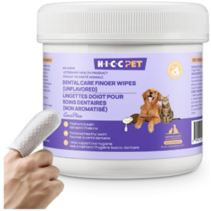 HICC PET Teeth Cleaning Finger Wipes for Dogs & Cats, Unscented