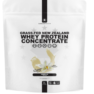 Canadian Protein Grass-Fed New Zealand Whey Concentrate 24g of Protein | 2 kg of Vanilla Low Carb Keto Friendly Workout Recovery Drink | Undenatured Whey Protein Shake