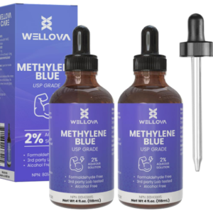 2% High Concentrate Methylene Blue 2x120ml Solution - Ultra High Purity - USP Pharmaceutical Grade - Free of Formaldehyde - Glass Dropper - Made in Canada - Pack of 2